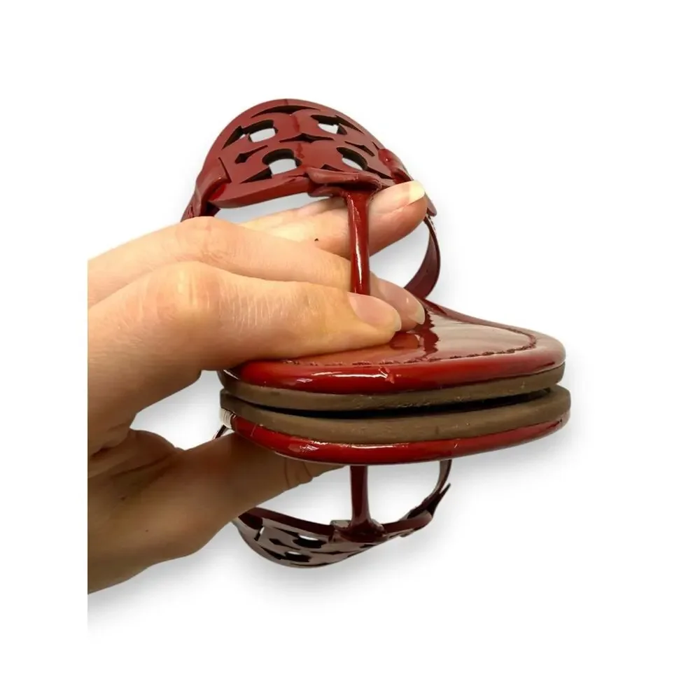 Tory Burch Patent Leather Miller Sandal Deep Red 9 Women’s